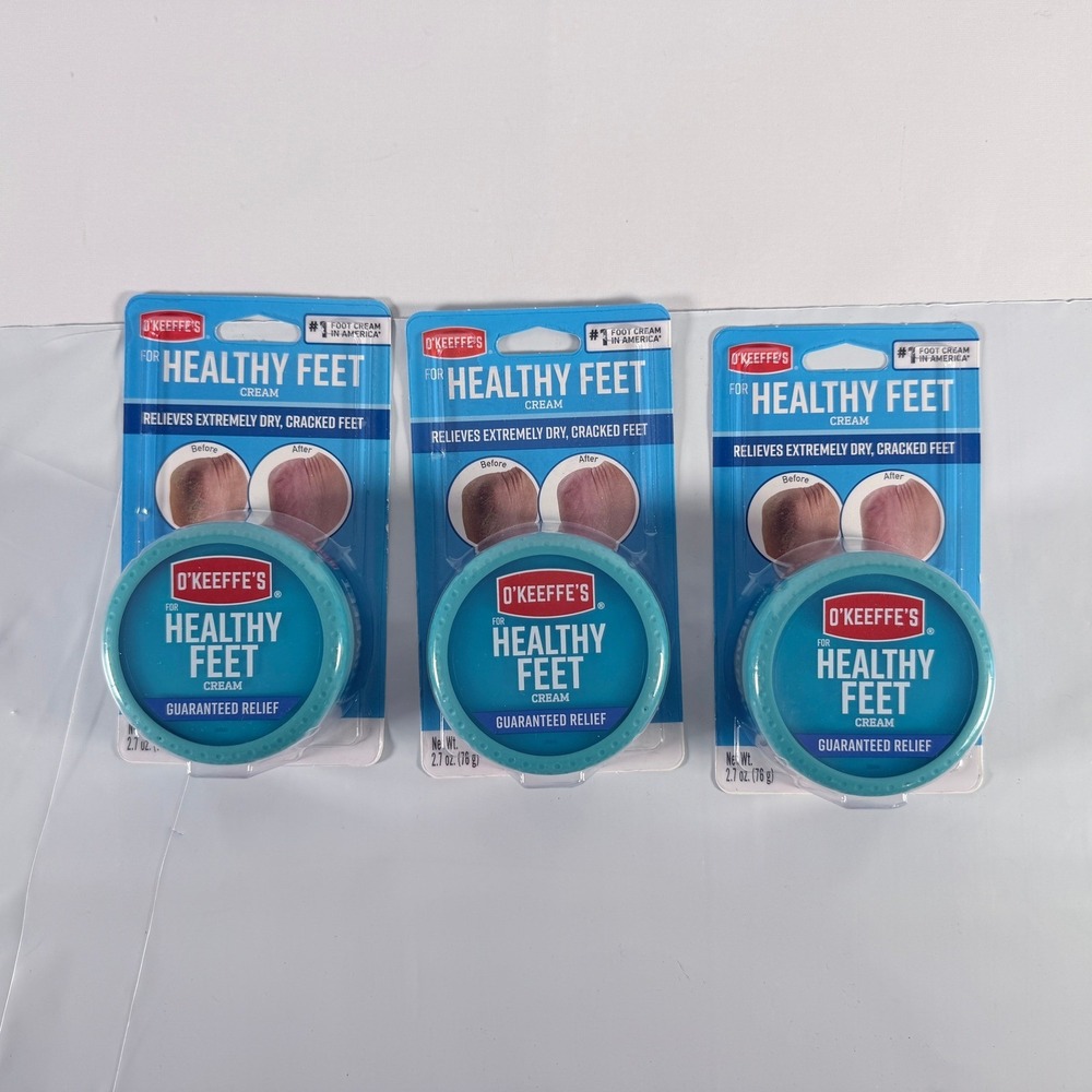 O'Keeffe's For Healthy Feet Foot Cream 2.7 oz Jars 3-Pack Bundle New